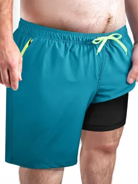 Arcweg Men's Big & Tall Swim Trunks - Quick Dry Board Shorts with Compression Liner & Zipper Pockets (2X-6X)