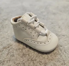 Baby Boys Off White Lace Up Soft Sole Pram Shoes
