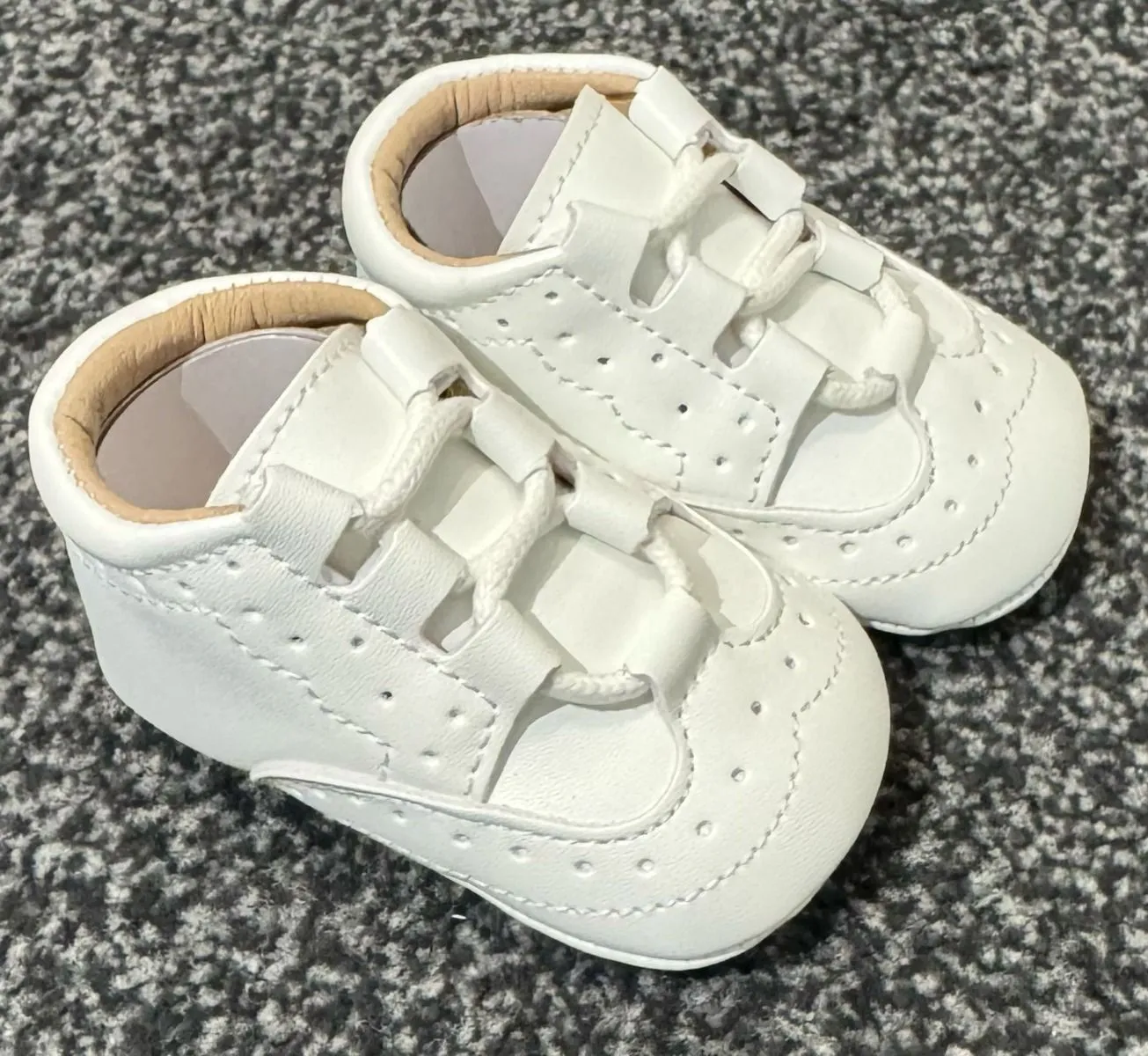Baby Boys Off White Lace Up Soft Sole Pram Shoes