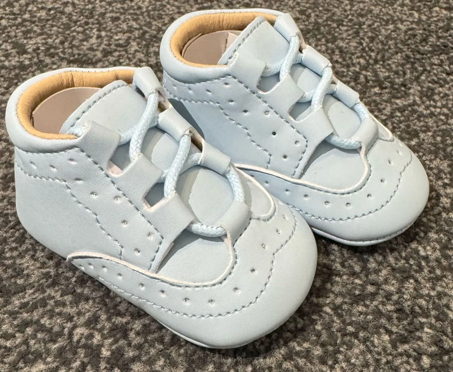 Baby Boys Off White Lace Up Soft Sole Pram Shoes