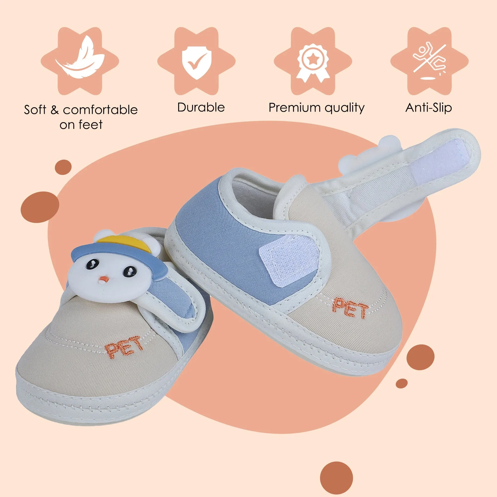Baby Moo Persian Kitty Soft Sole Anti-Slip Booties - Blue