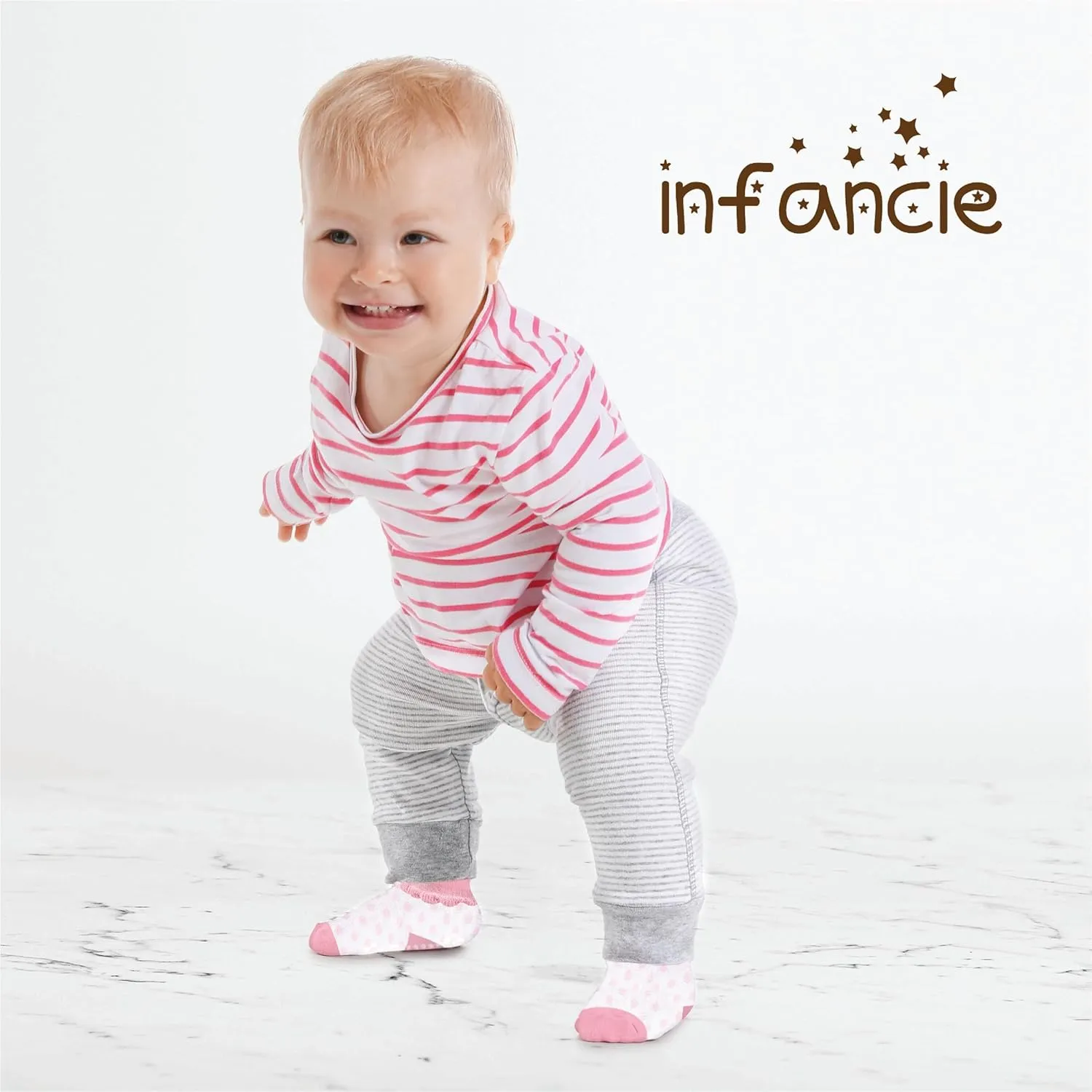 Baby Socks 12 Pairs - Non-Slip Infant Grip for Newborns & Toddlers 0-6 Months, Boys & Girls, Safe for Walking