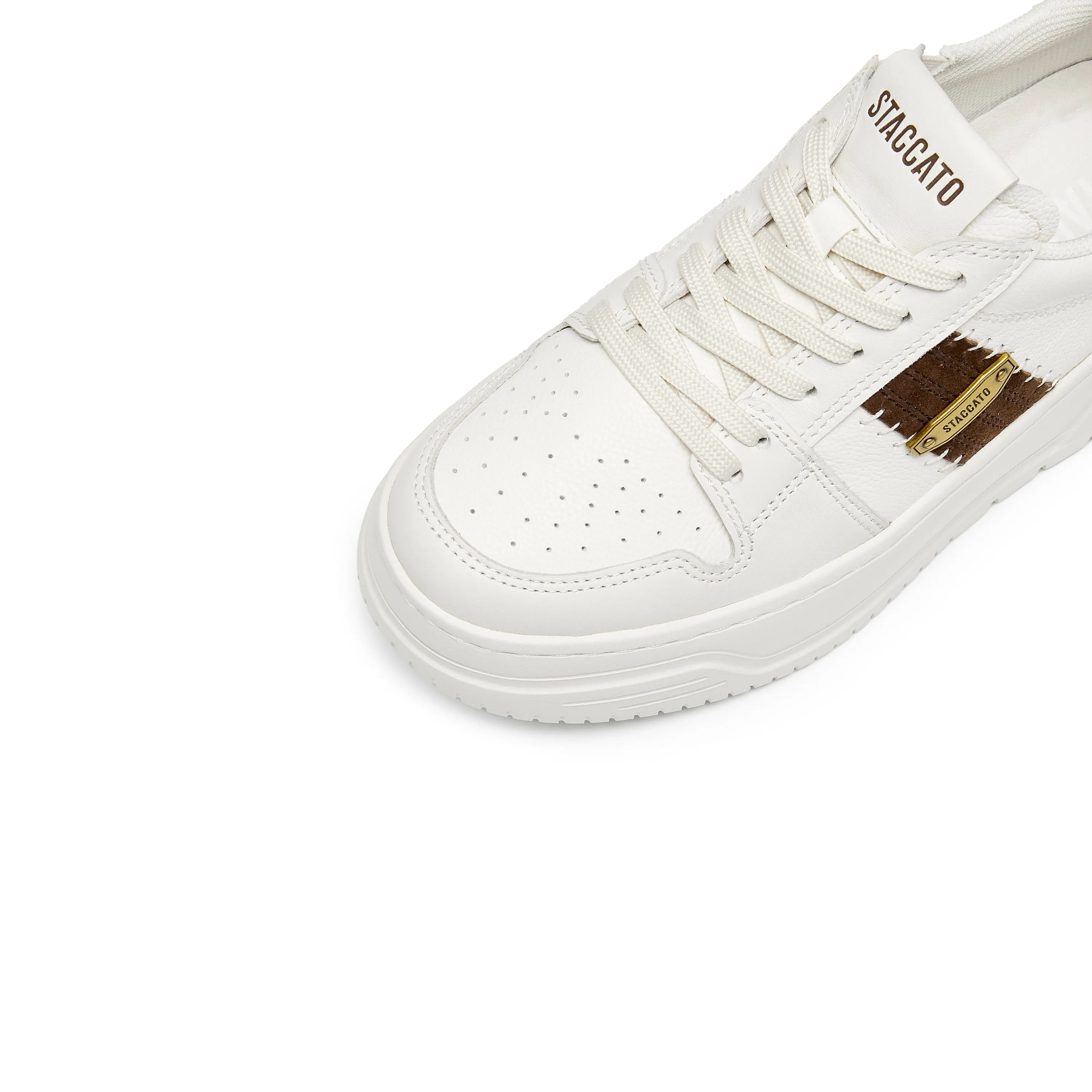 Beige handicraft Embellishment Platform Sneakers