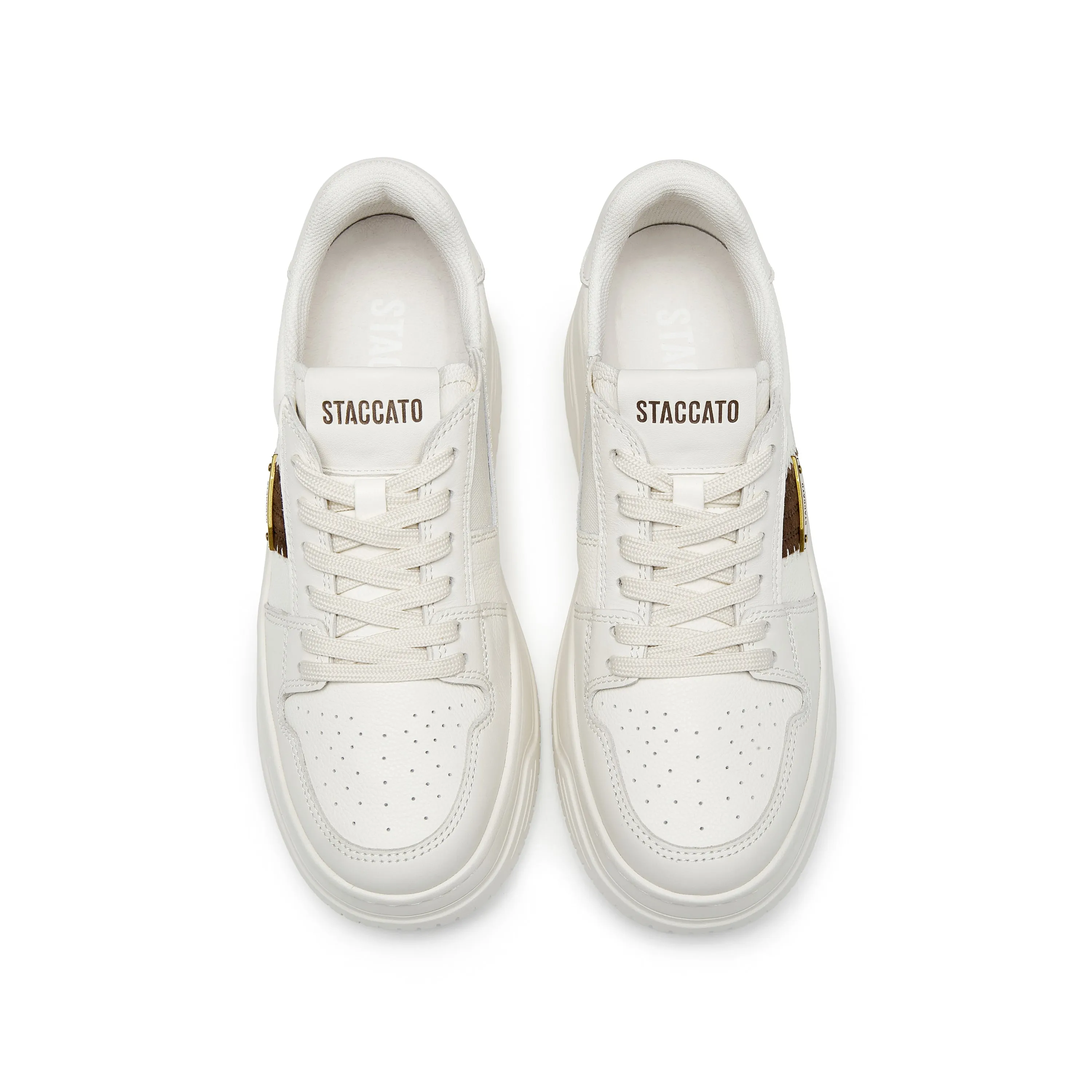 Beige handicraft Embellishment Platform Sneakers