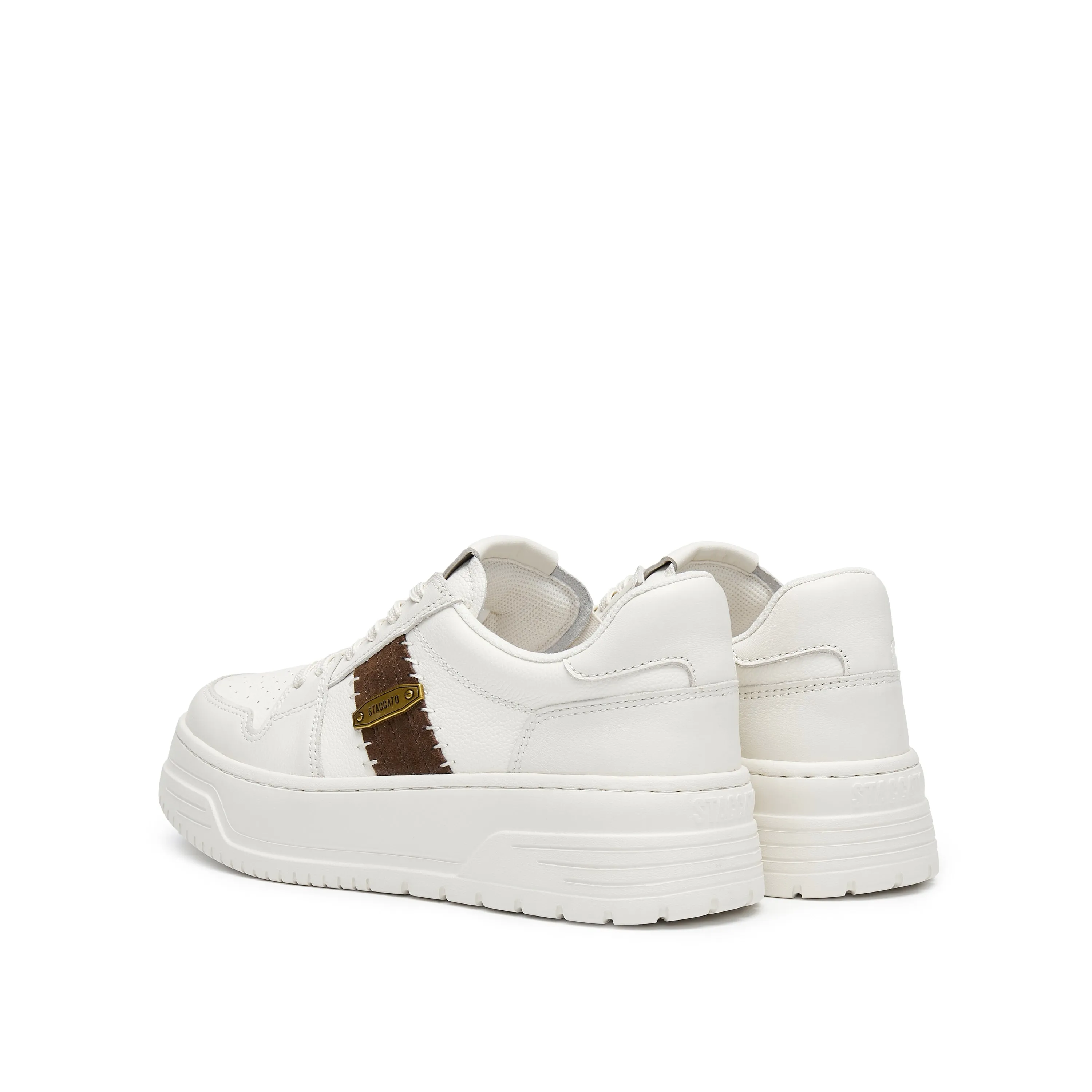 Beige handicraft Embellishment Platform Sneakers