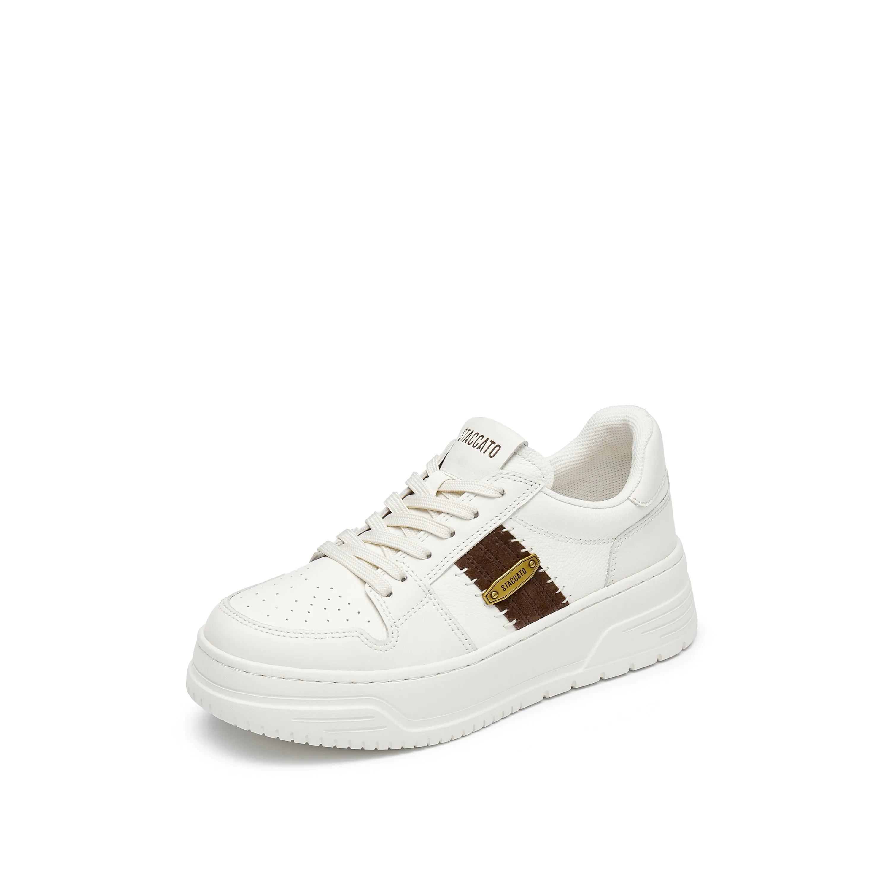 Beige handicraft Embellishment Platform Sneakers