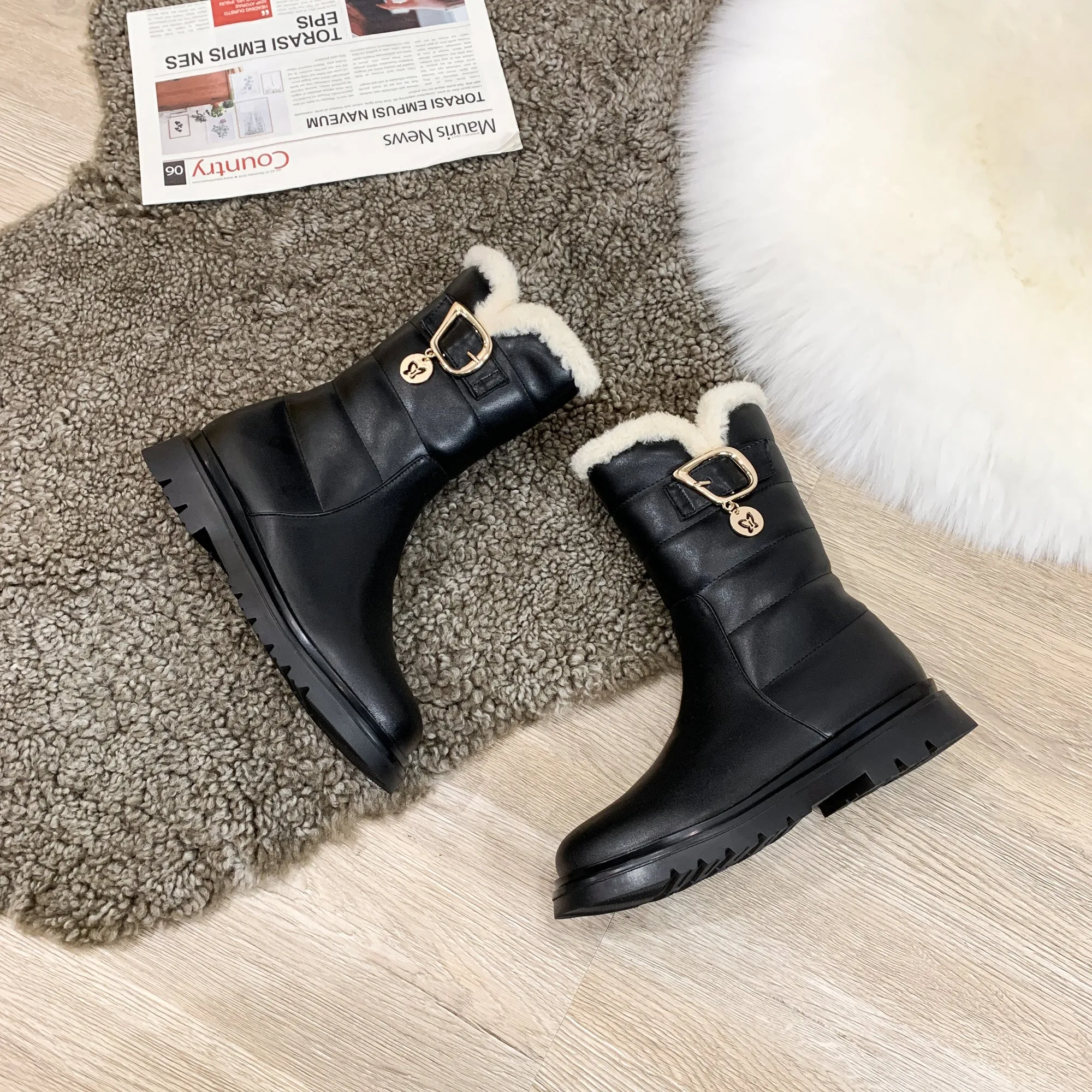 Big Kids Girls Snow Warm Boots Side Zipper Flat Boots