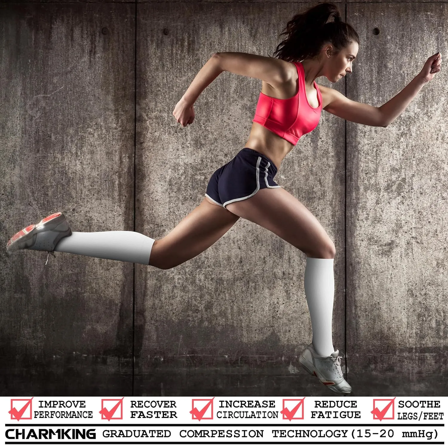 CHARMKING 3 Pairs Open Toe Compression Socks for Women & Men Circulation 15-20 mmHg is Best Support for All Day Wear