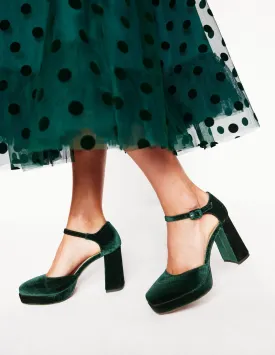 Closed Toe Platforms-Green Velvet