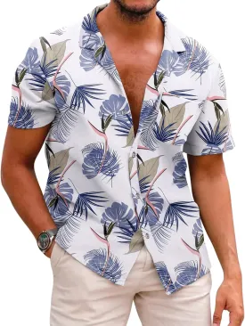 COOFANDY Mens Hawaiian Shirts Short Sleeve Casual Button Down Tropical Beach Shirt