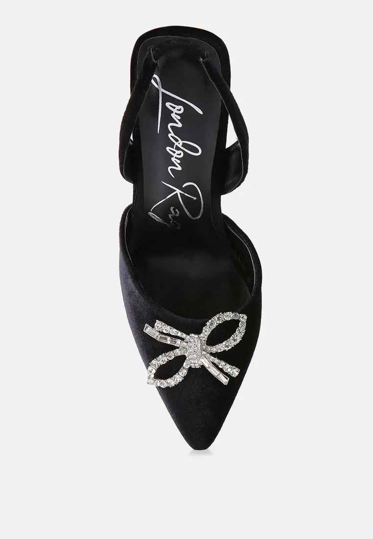 firebird velvet diamante detail heeled slingback mules