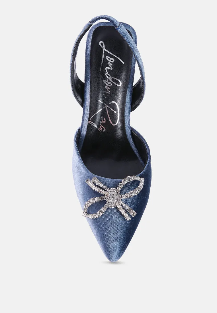 firebird velvet diamante detail heeled slingback mules