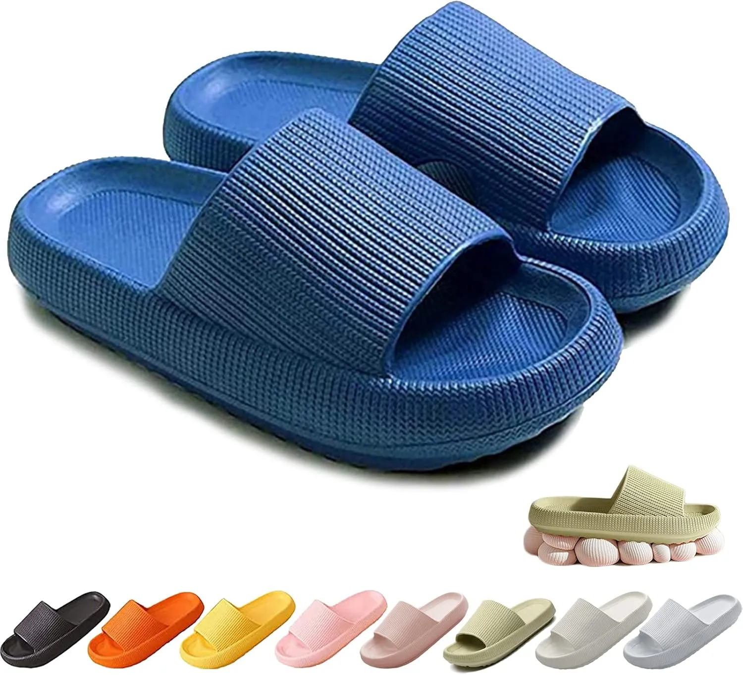 Foggs Japan Cloud Slippers, Unisex Adults, One Size, Black/White, Slip-On, Open Toe, No Heel, All Seasons, All Occasions, Slip Resistance, Fabric Blend, Fuzzy, Silicone Sole & Insole