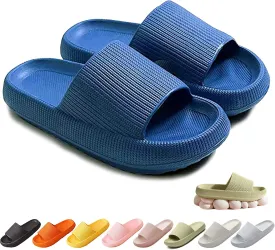 Foggs Japan Cloud Slippers, Unisex Adults, One Size, Black/White, Slip-On, Open Toe, No Heel, All Seasons, All Occasions, Slip Resistance, Fabric Blend, Fuzzy, Silicone Sole & Insole