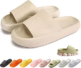 Foggs Japan Cloud Slippers, Unisex Adults, One Size, Black/White, Slip-On, Open Toe, No Heel, All Seasons, All Occasions, Slip Resistance, Fabric Blend, Fuzzy, Silicone Sole & Insole