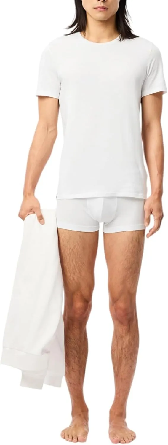 Lacoste Men's 100% Cotton Slim Fit Crew Neck Undershirt, 3-Pack