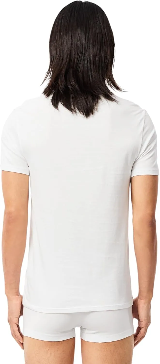 Lacoste Men's 100% Cotton Slim Fit Crew Neck Undershirt, 3-Pack