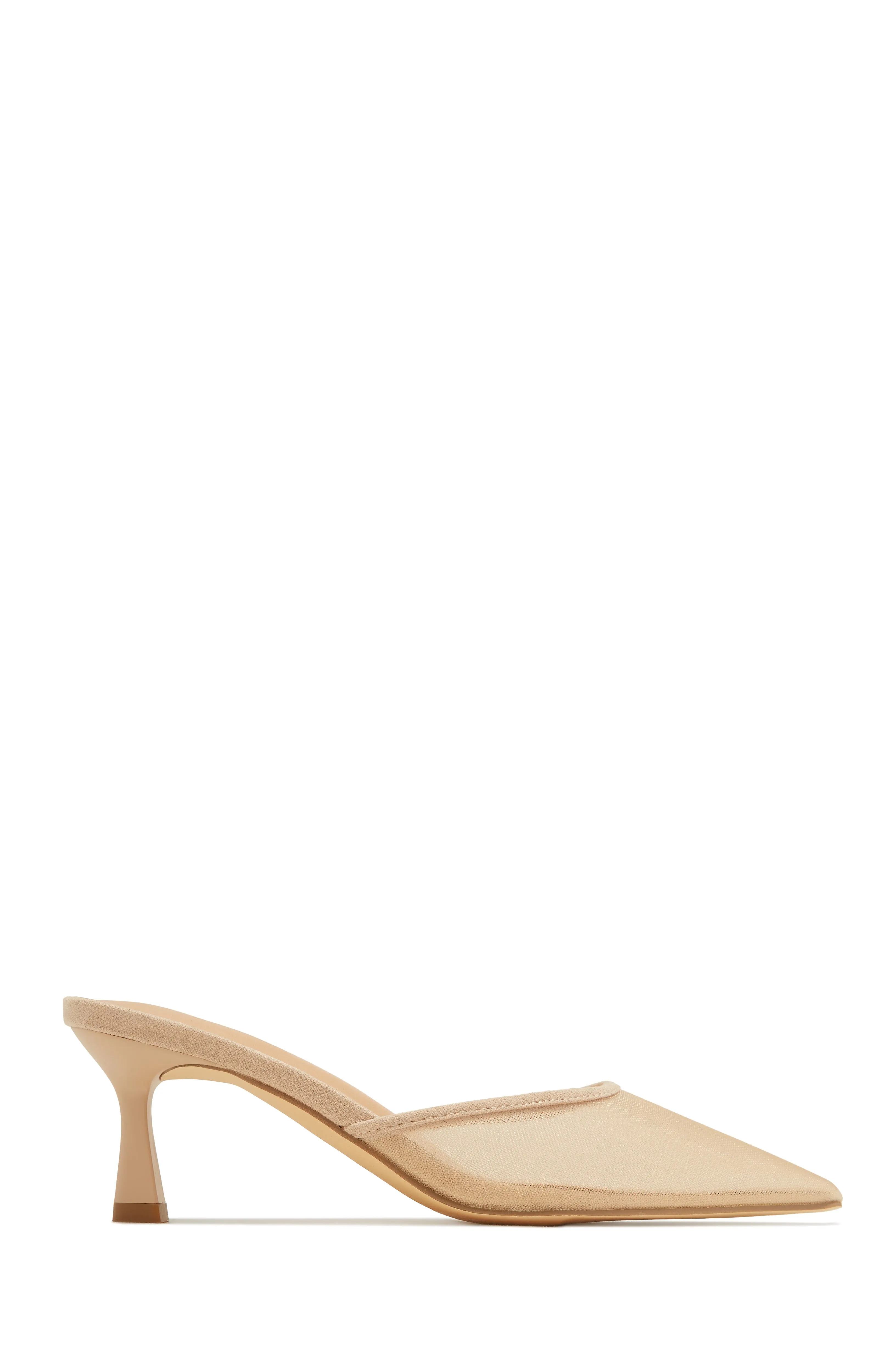 Madelyn Pointed Toe Mid Heel Mules - Black