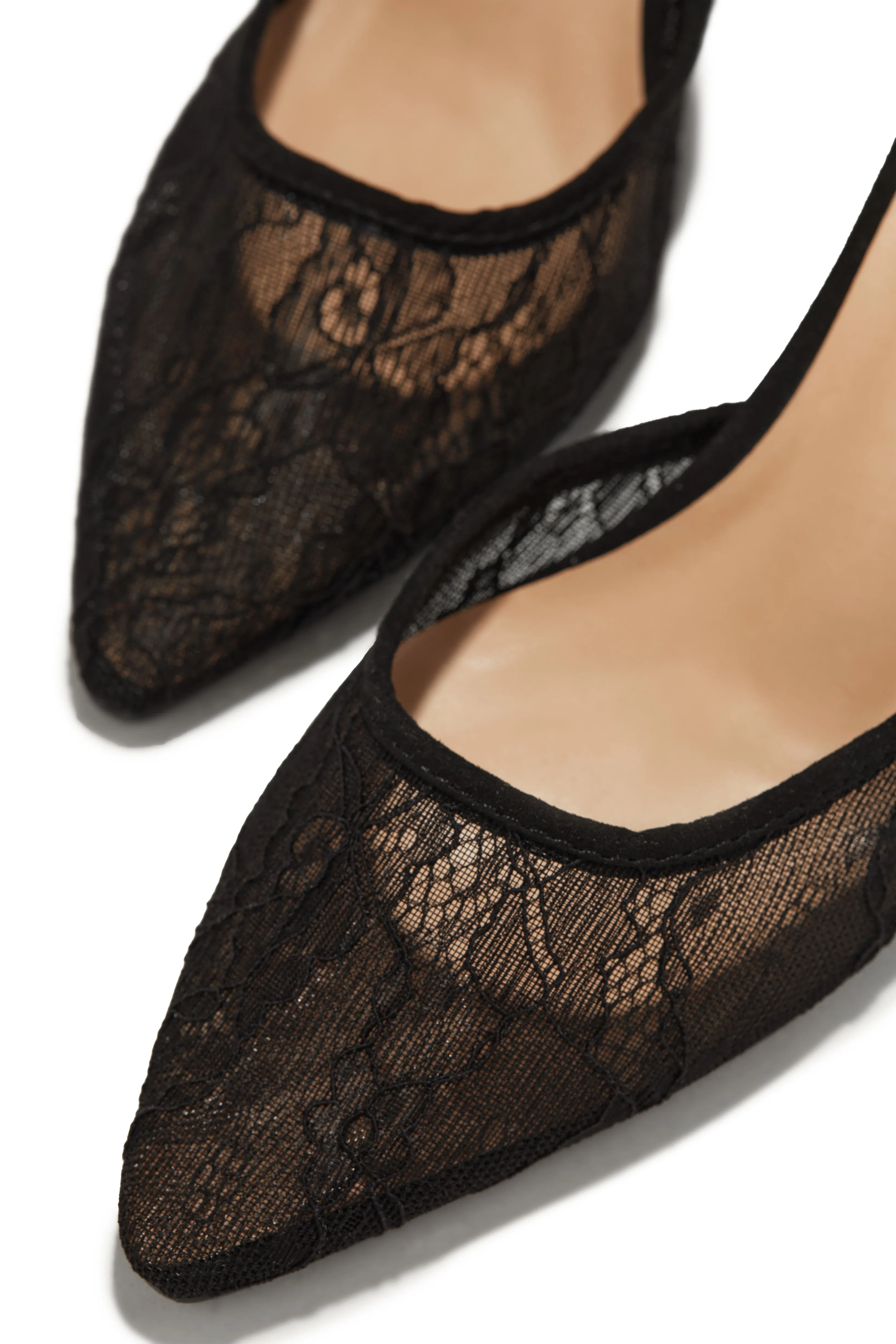 Madelyn Pointed Toe Mid Heel Mules - Black