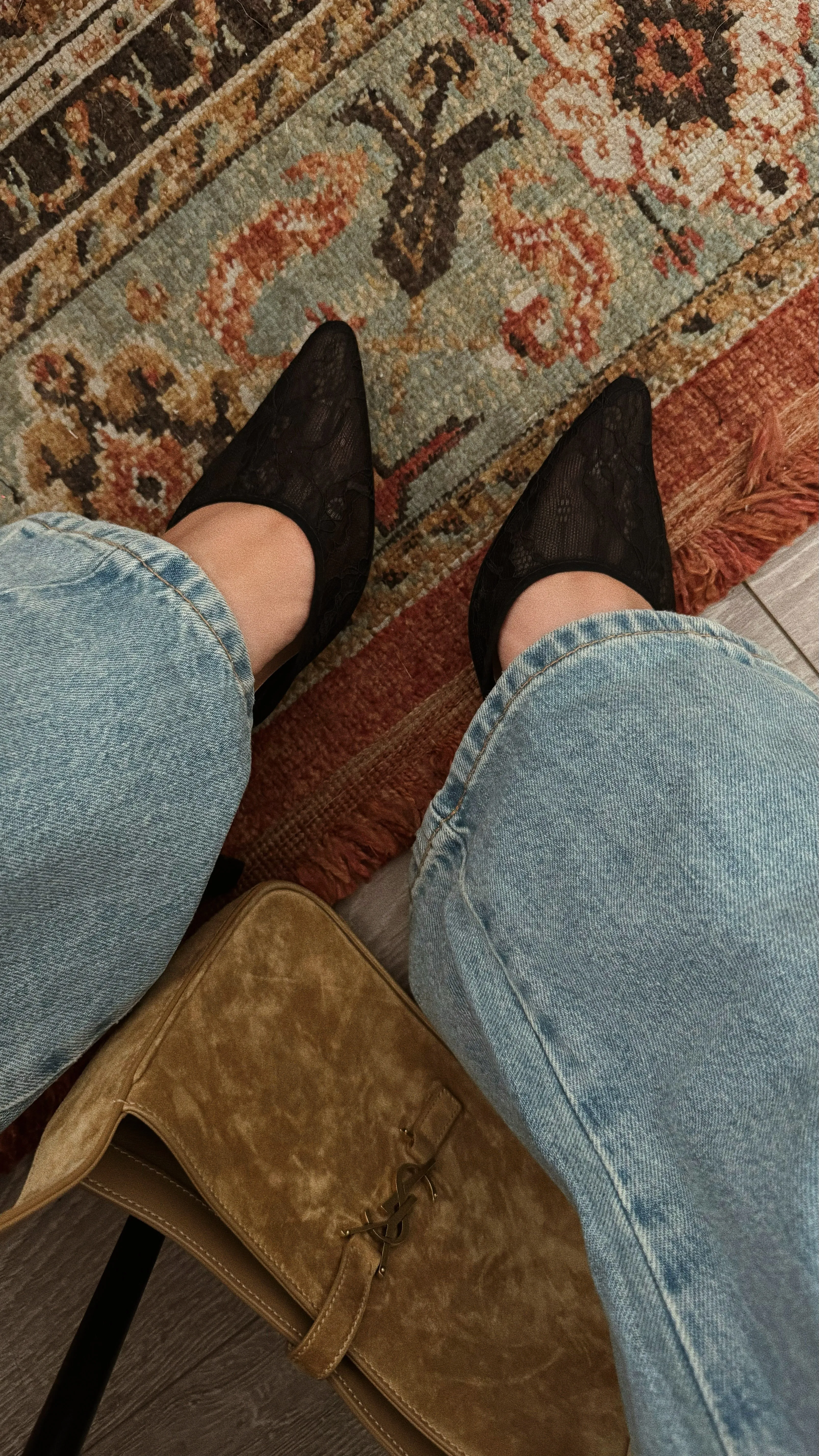 Madelyn Pointed Toe Mid Heel Mules - Black