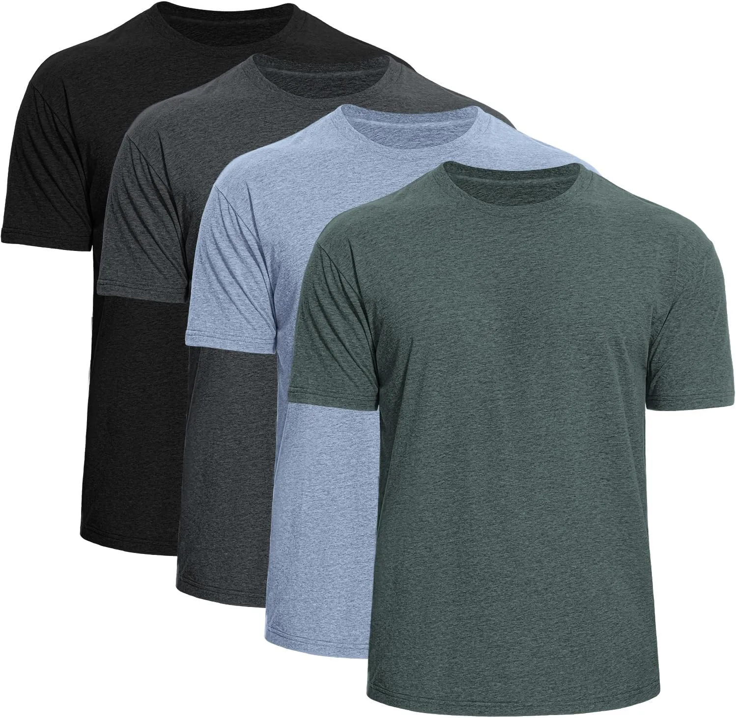 Men's Cotton Crew Neck T-Shirts 4-Pack - Soft Short Sleeve Basic Tees, Comfortable Classic Fit Jersey Shirts for Men