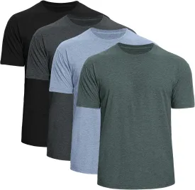 Men's Cotton Crew Neck T-Shirts 4-Pack - Soft Short Sleeve Basic Tees, Comfortable Classic Fit Jersey Shirts for Men