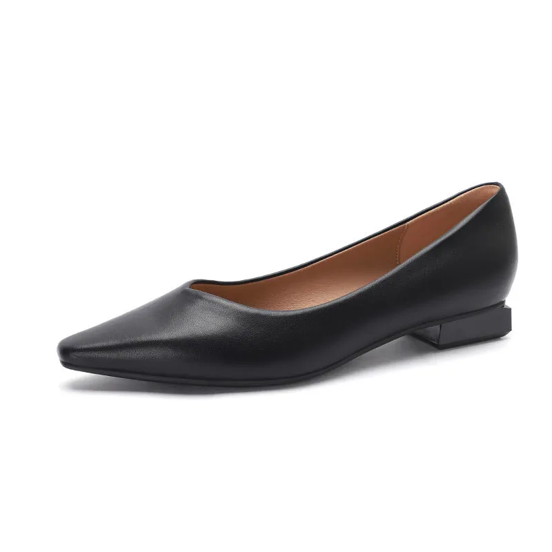 Nude Block Heels Closed Toe Chunky Heel Pumps Women's Flat Shoes Spring Autumn