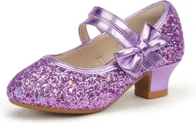 PANDANINJIA Girls Dress Shoes Kids Toddler Heels Pumps Flower Girl Mary Jane School Wedding Party Princess Shoes