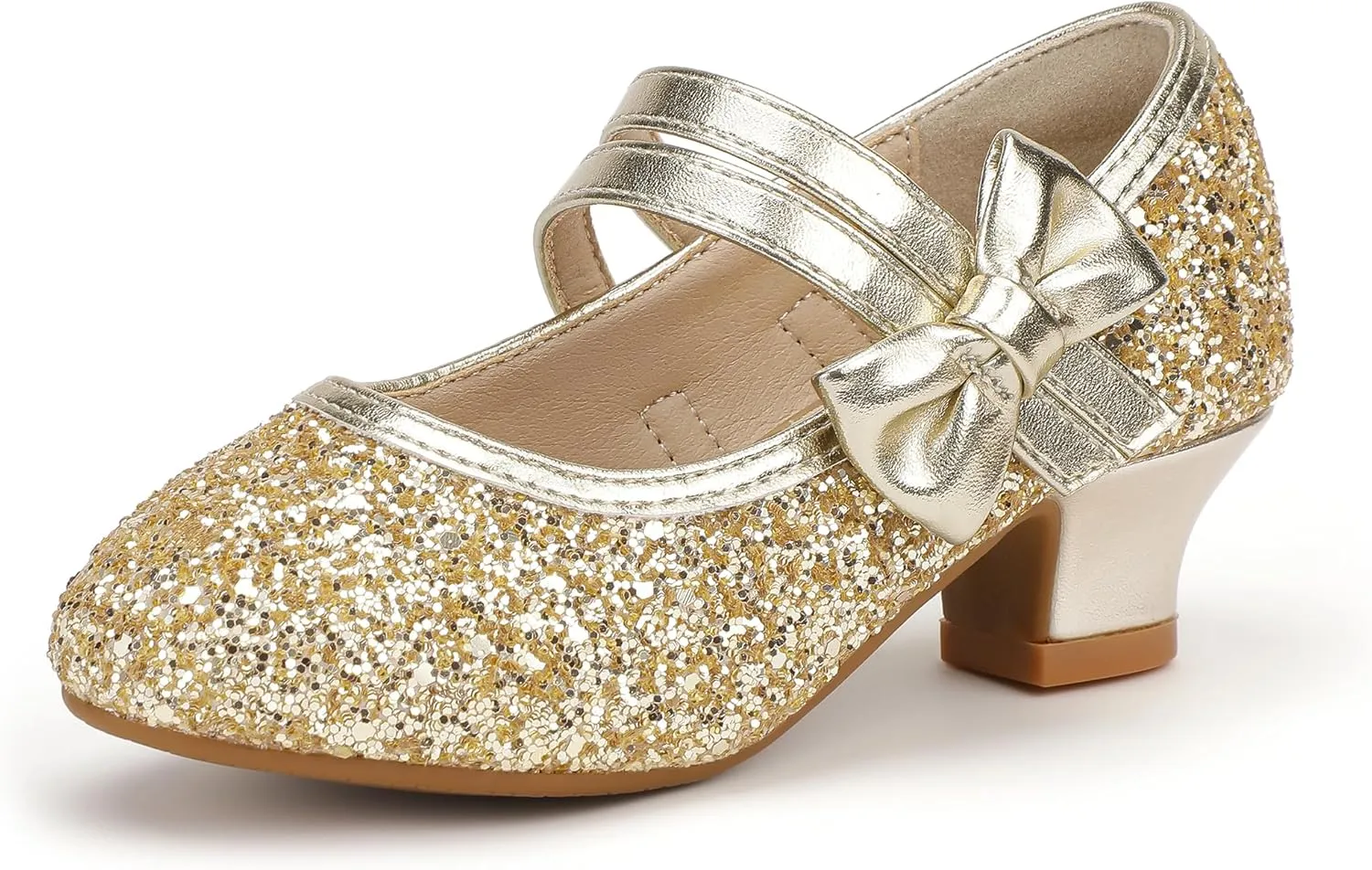 PANDANINJIA Girls Dress Shoes Kids Toddler Heels Pumps Flower Girl Mary Jane School Wedding Party Princess Shoes