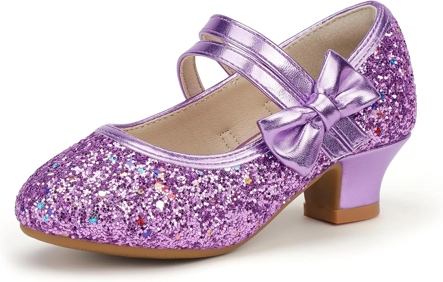 PANDANINJIA Girls Dress Shoes Kids Toddler Heels Pumps Flower Girl Mary Jane School Wedding Party Princess Shoes