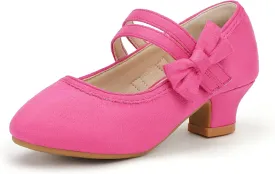 PANDANINJIA Girls Dress Shoes Kids Toddler Heels Pumps Flower Girl Mary Jane School Wedding Party Princess Shoes