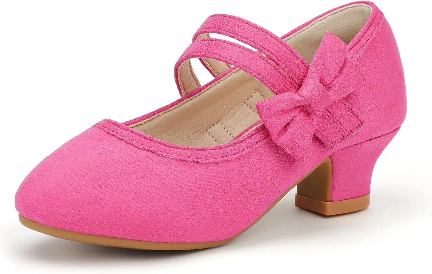 PANDANINJIA Girls Dress Shoes Kids Toddler Heels Pumps Flower Girl Mary Jane School Wedding Party Princess Shoes