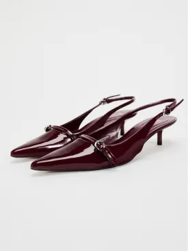 Pointed Toe Buckle Slingback High Heels