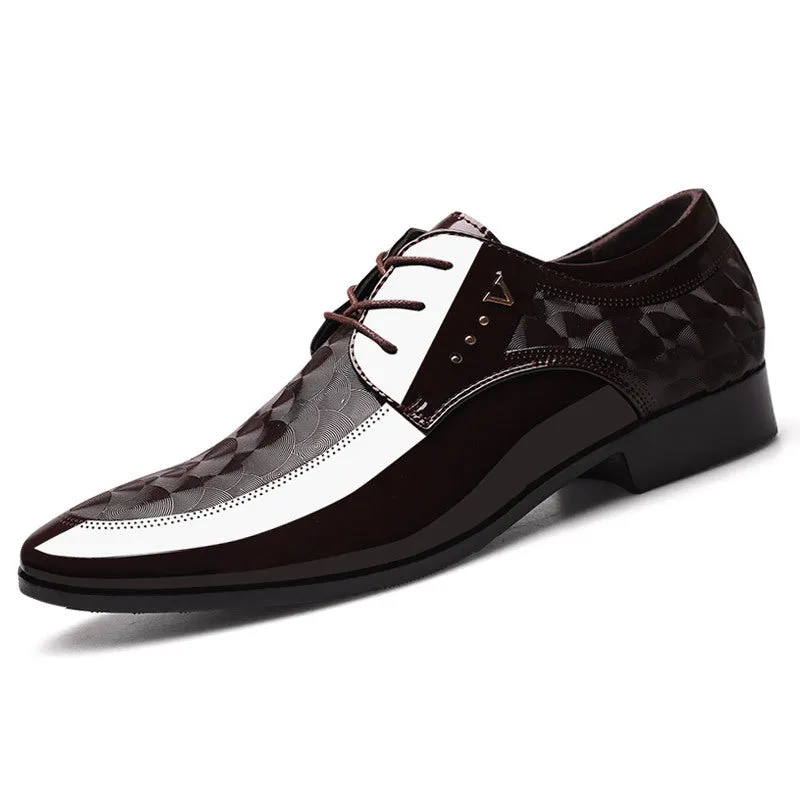 Premium Glossy Leather Derby Shoes - Classic Lace-up Front, Comfortable for Business & Weddings - Perfect Black Tie Optional Dress Shoes for Men