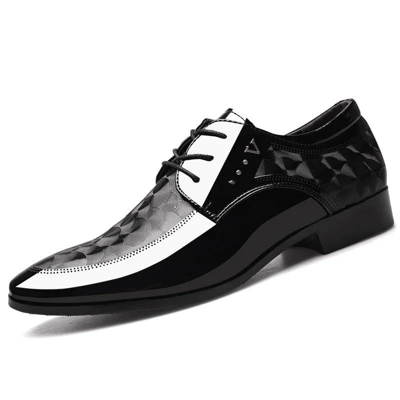 Premium Glossy Leather Derby Shoes - Classic Lace-up Front, Comfortable for Business & Weddings - Perfect Black Tie Optional Dress Shoes for Men
