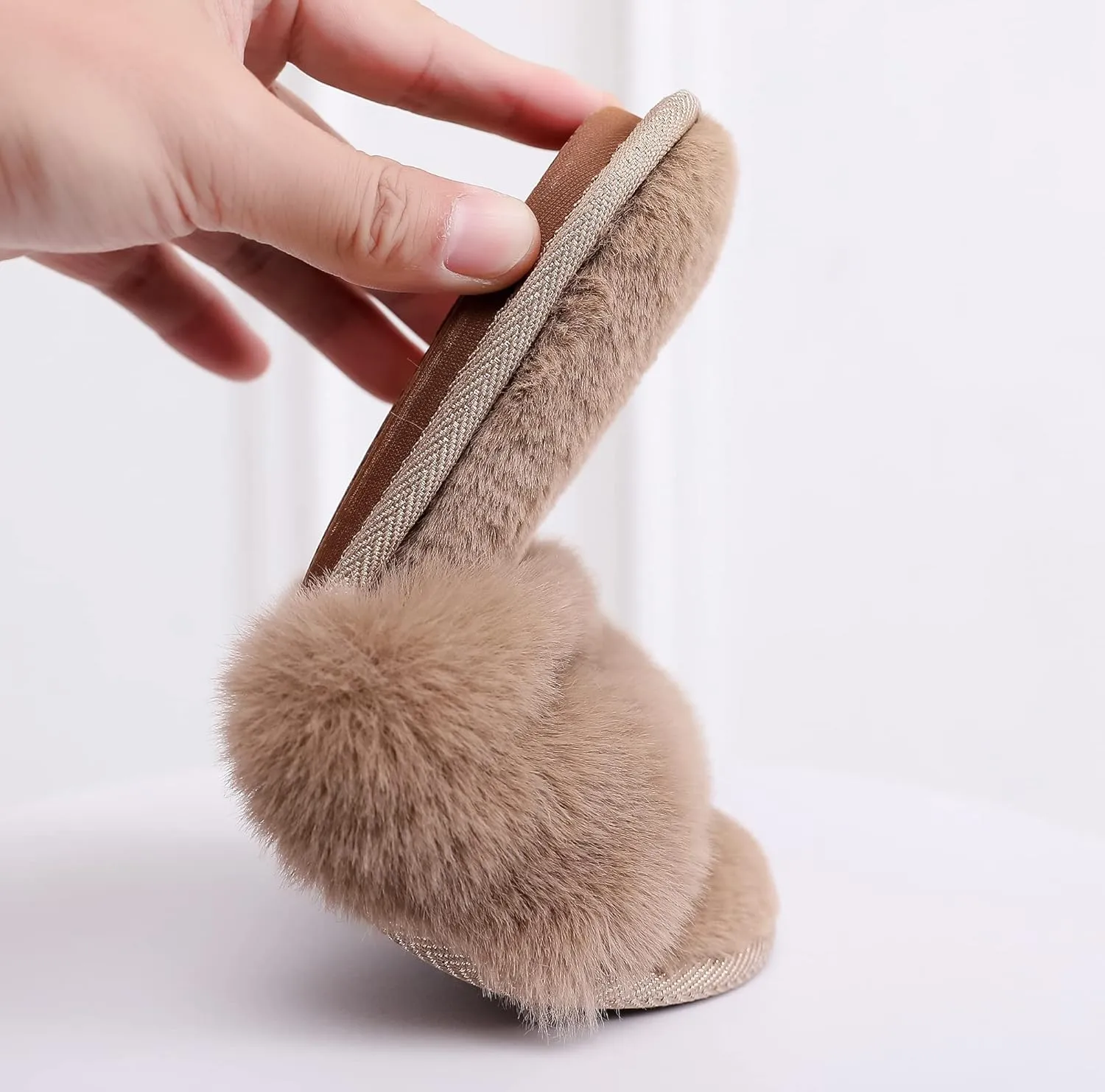 Rabbit Model Ladys Comfortable Fuzzy Memory Foam Scuff Womens Fashion Plush Peep-Toe Relaxing Indoor Slippers