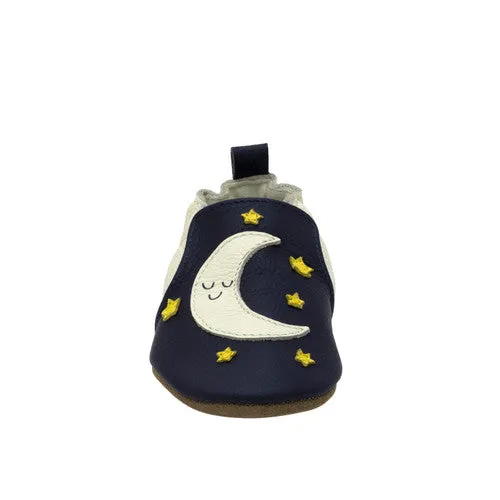 Robeez Shine Bright | Moon Navy Infant Soft Sole Bootie