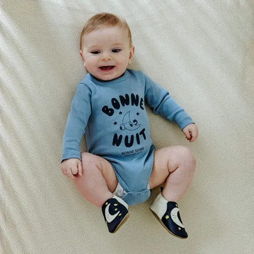 Robeez Shine Bright | Moon Navy Infant Soft Sole Bootie