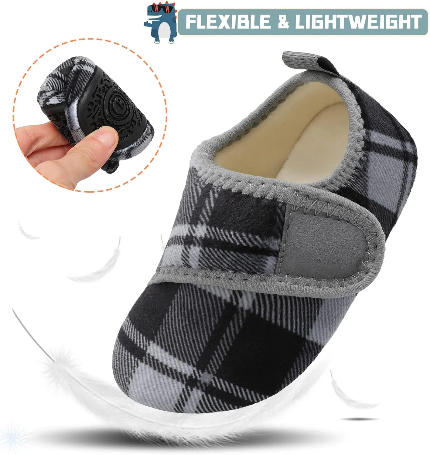Scurtain Toddler Warm Winter House Slippers Baby Boys Girls Indoor Home Slippers Cozy Lightweight Non-Slip Shoes For Infant Kids Plush Linned
