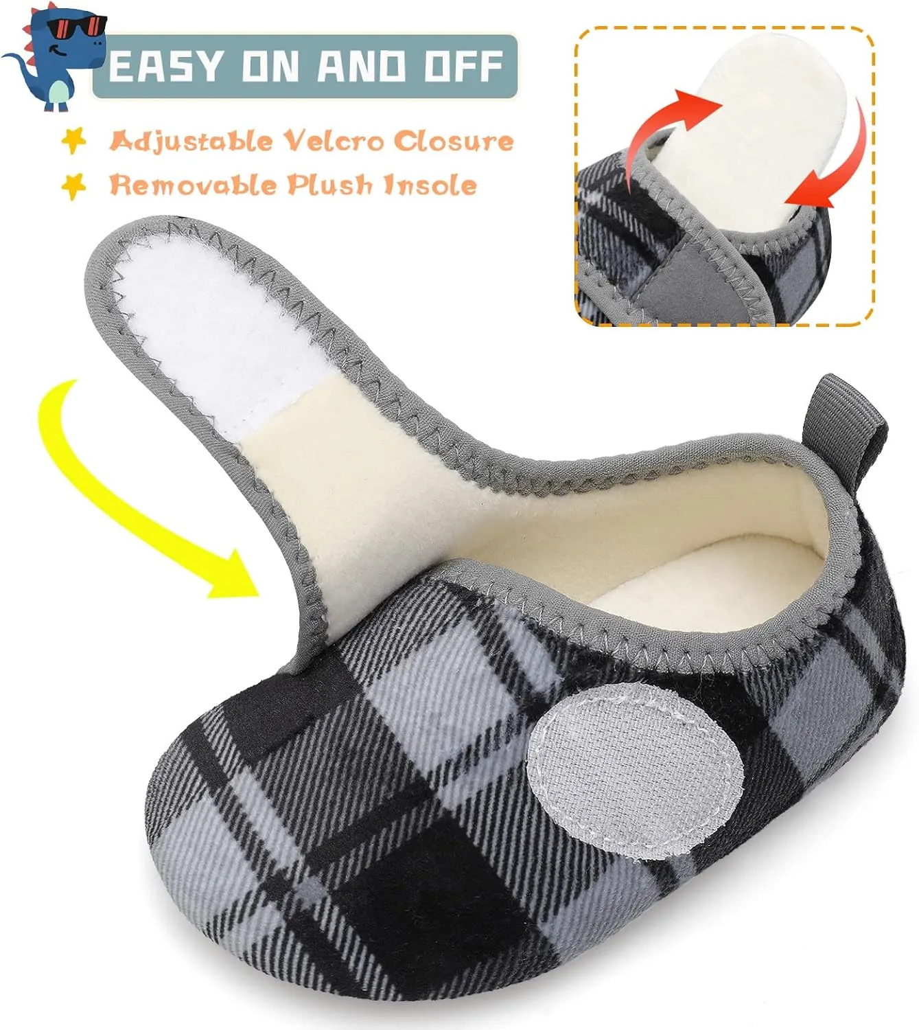 Scurtain Toddler Warm Winter House Slippers Baby Boys Girls Indoor Home Slippers Cozy Lightweight Non-Slip Shoes For Infant Kids Plush Linned