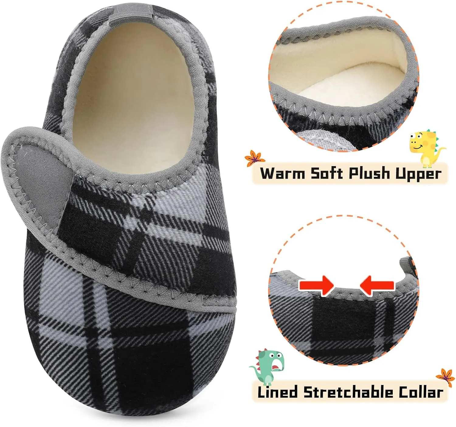 Scurtain Toddler Warm Winter House Slippers Baby Boys Girls Indoor Home Slippers Cozy Lightweight Non-Slip Shoes For Infant Kids Plush Linned