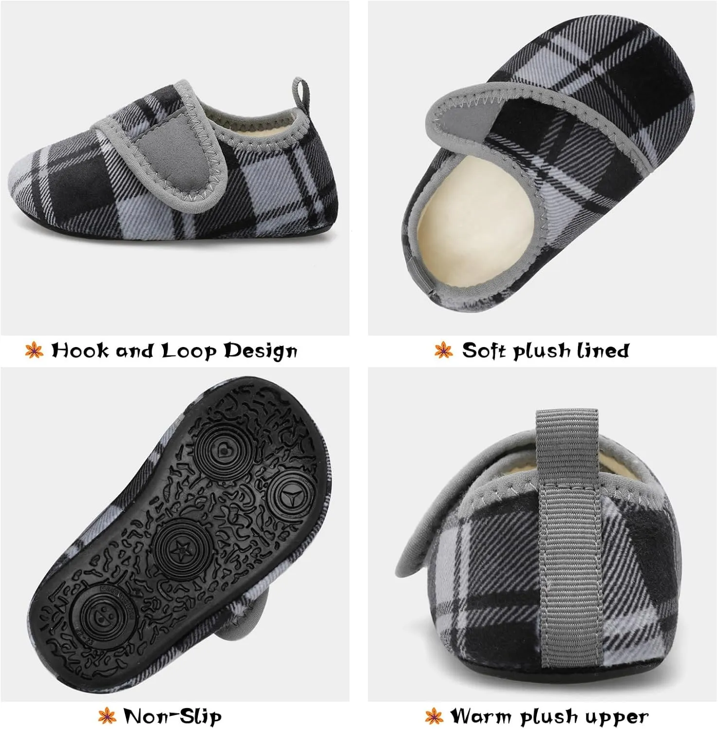 Scurtain Toddler Warm Winter House Slippers Baby Boys Girls Indoor Home Slippers Cozy Lightweight Non-Slip Shoes For Infant Kids Plush Linned