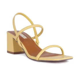 Square Toe Block Heeled Sandal in Yellow