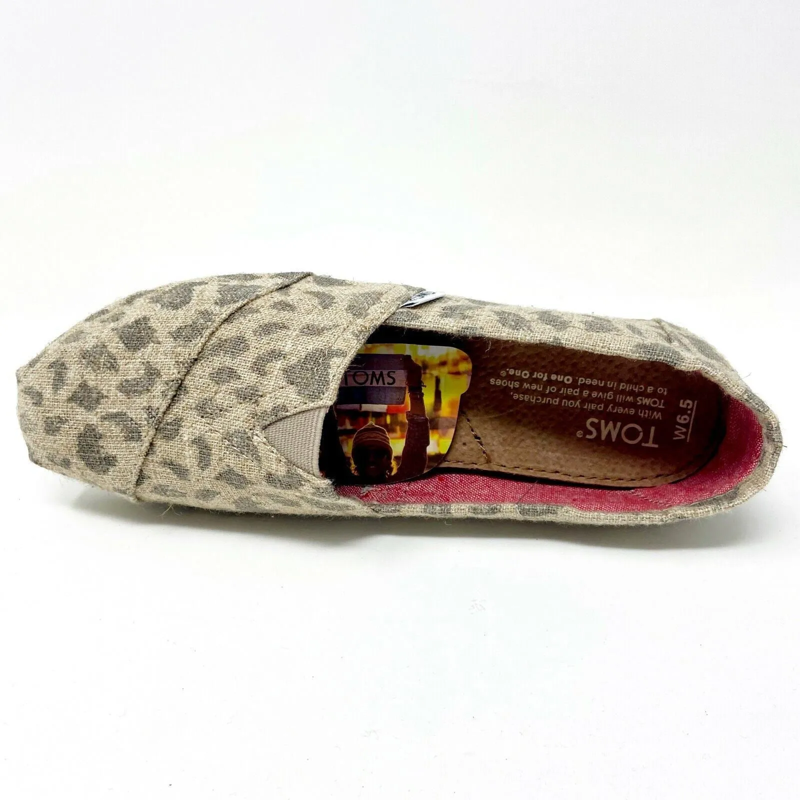 Toms Classics Leopard Burlap Womens Slip On Casual Canvas Flat Shoes