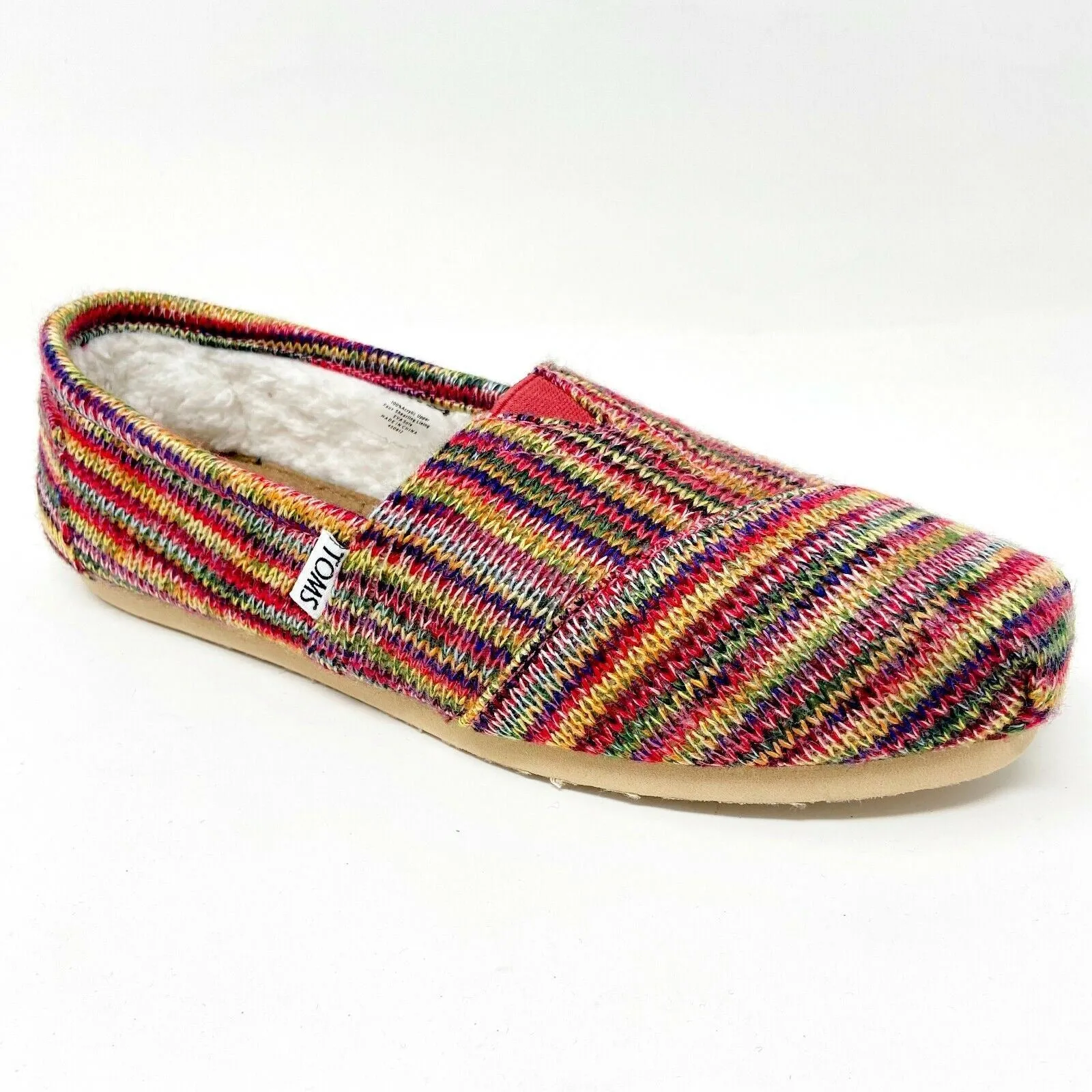 Toms Classics Multi Knit Fur Womens Size 5.5 Slip On Casual Canvas Flat Shoes