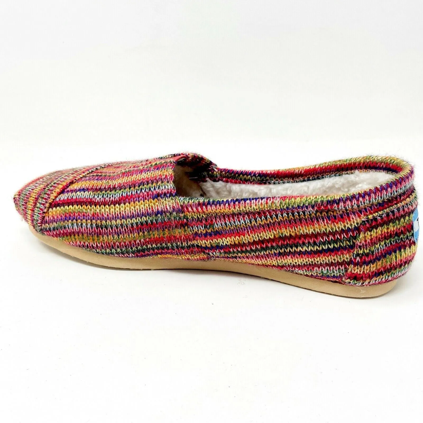 Toms Classics Multi Knit Fur Womens Size 5.5 Slip On Casual Canvas Flat Shoes