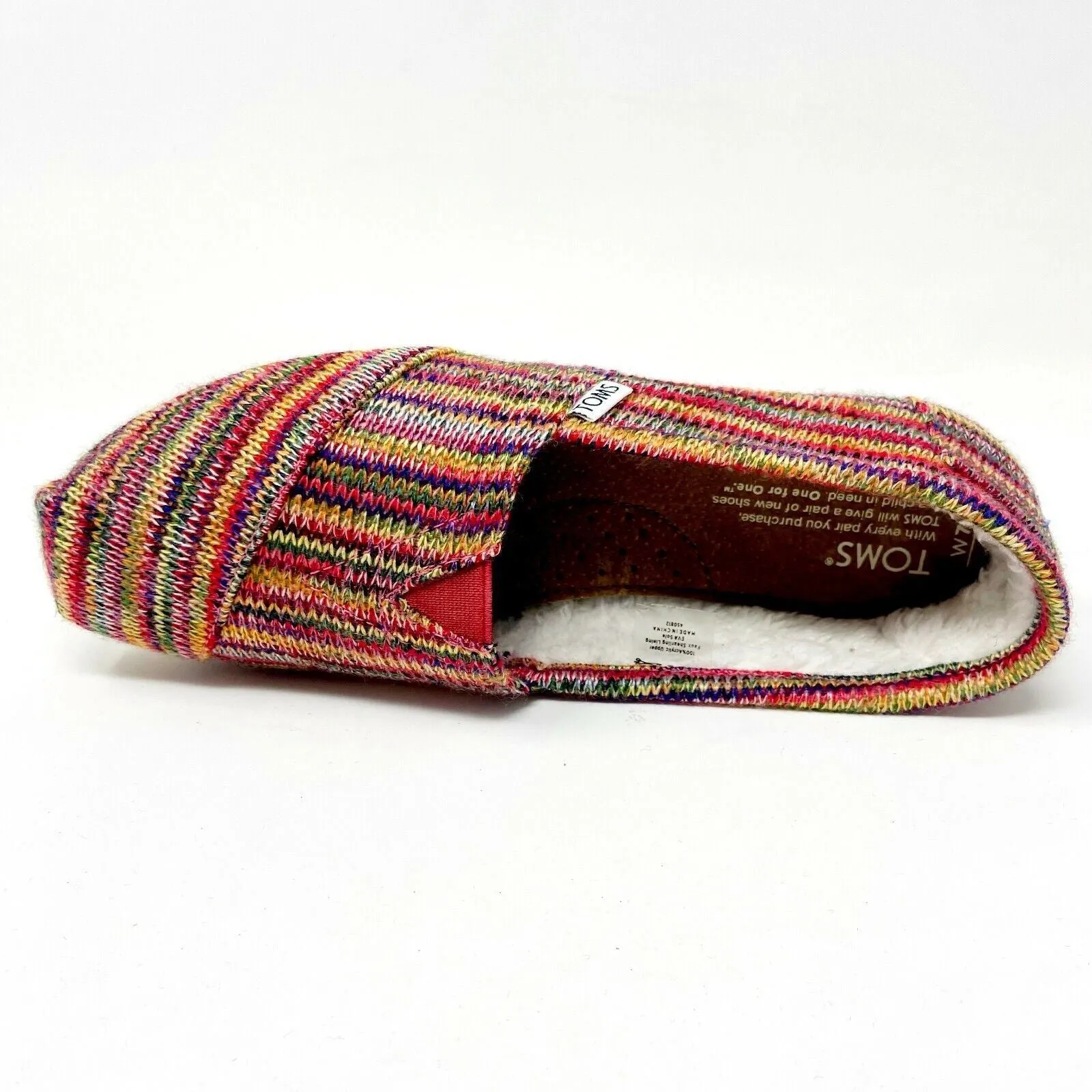 Toms Classics Multi Knit Fur Womens Size 5.5 Slip On Casual Canvas Flat Shoes