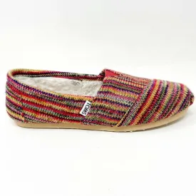 Toms Classics Multi Knit Fur Womens Size 5.5 Slip On Casual Canvas Flat Shoes