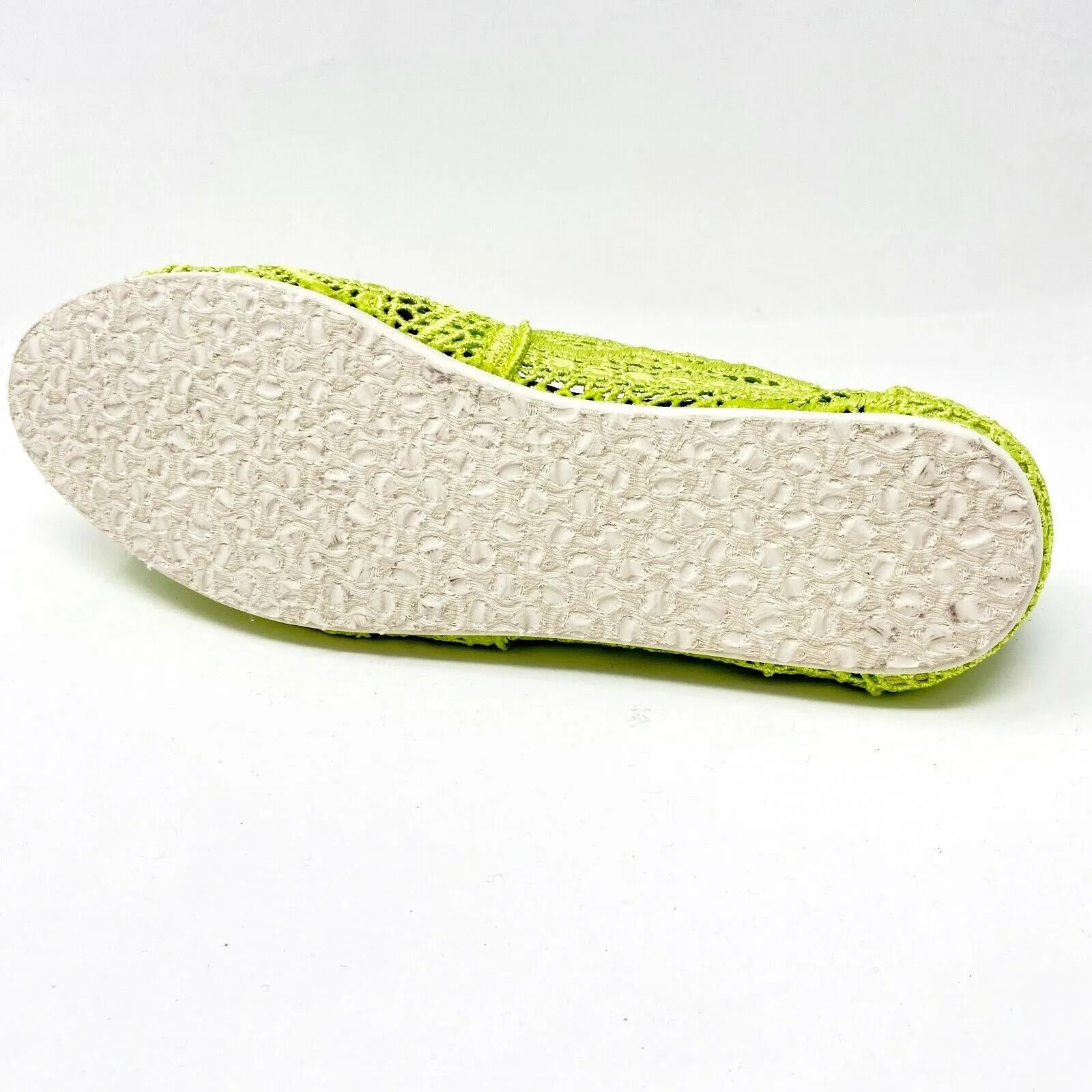 Toms Classics Neon Lime Crochet Womens Slip On Casual Canvas Flat Shoes