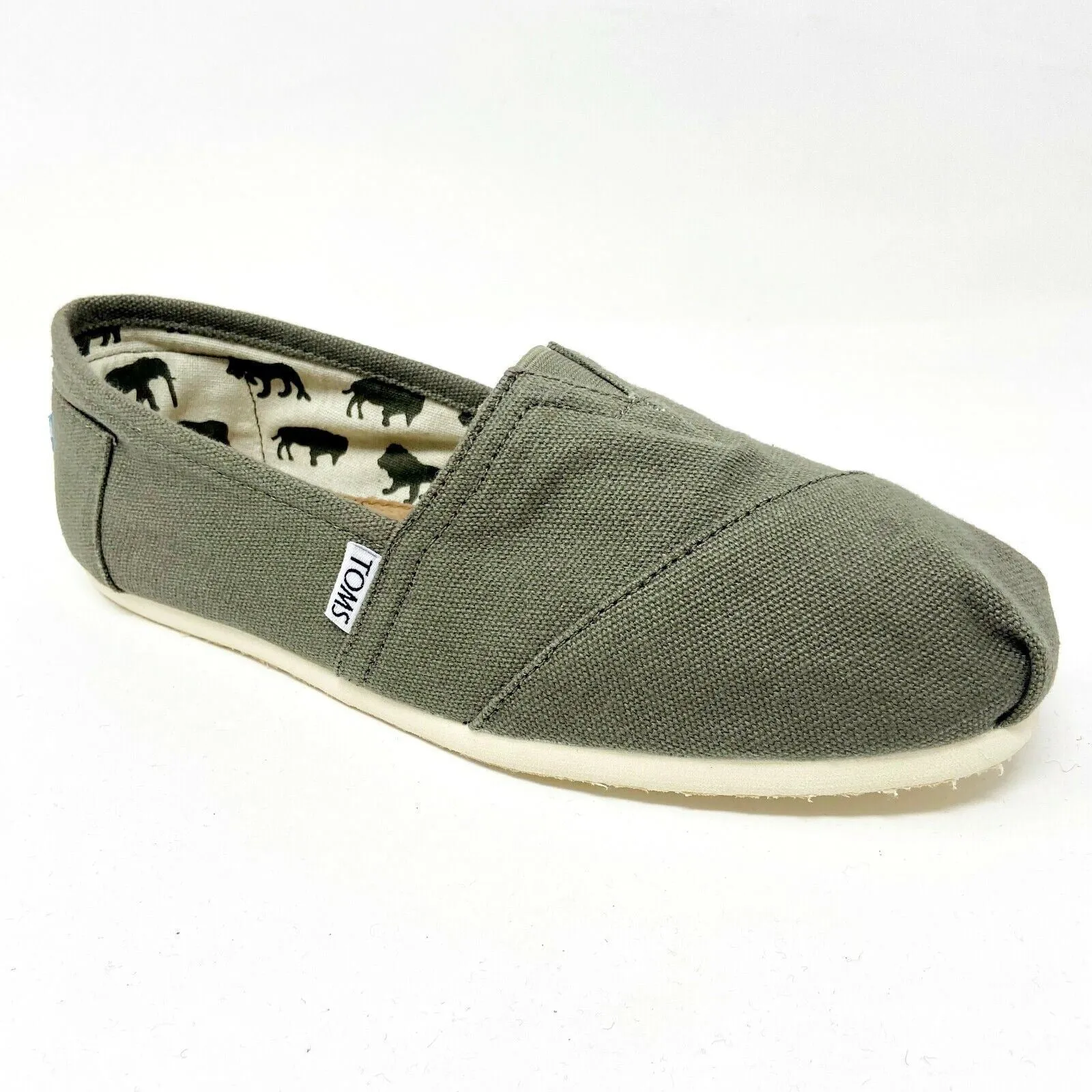 Toms Classics Olive Canvas Womens Size 5 Slip On Casual Canvas Flat Shoes